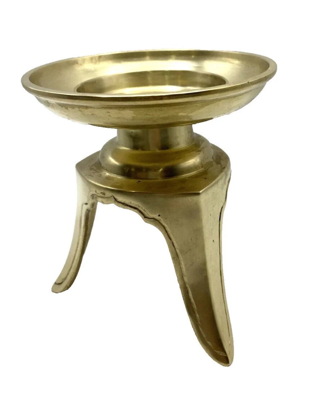 Vintage Solid Brass Incense Holder Candle Stand 3 Leg Made In India